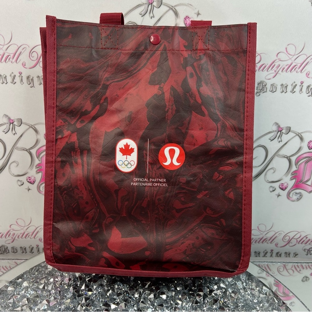 Lululemon Athletica Red & Black Marble Tote Bag